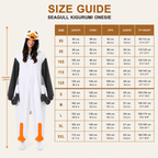 Bird Character Kigurumi Onesie - size guide v3