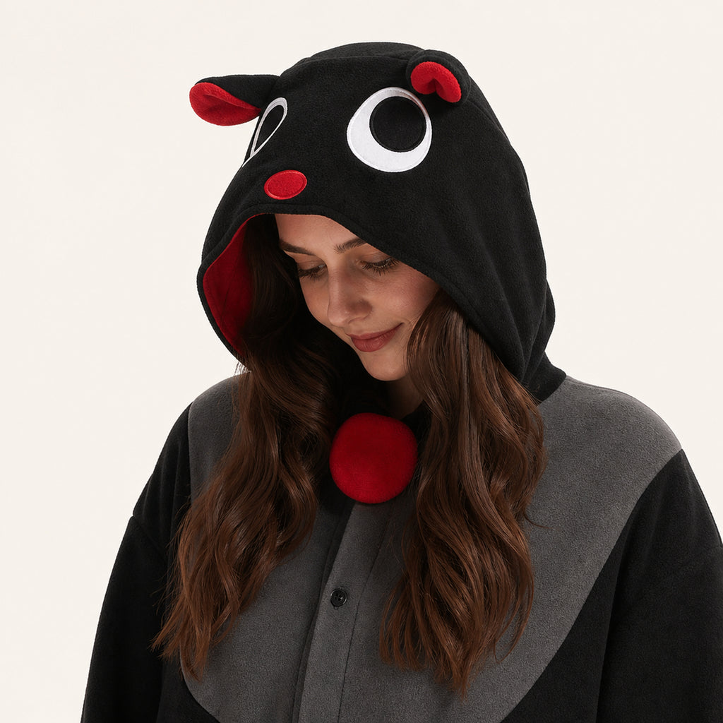 Leoxa black and red bat kigurumi onesie – 05 character detail