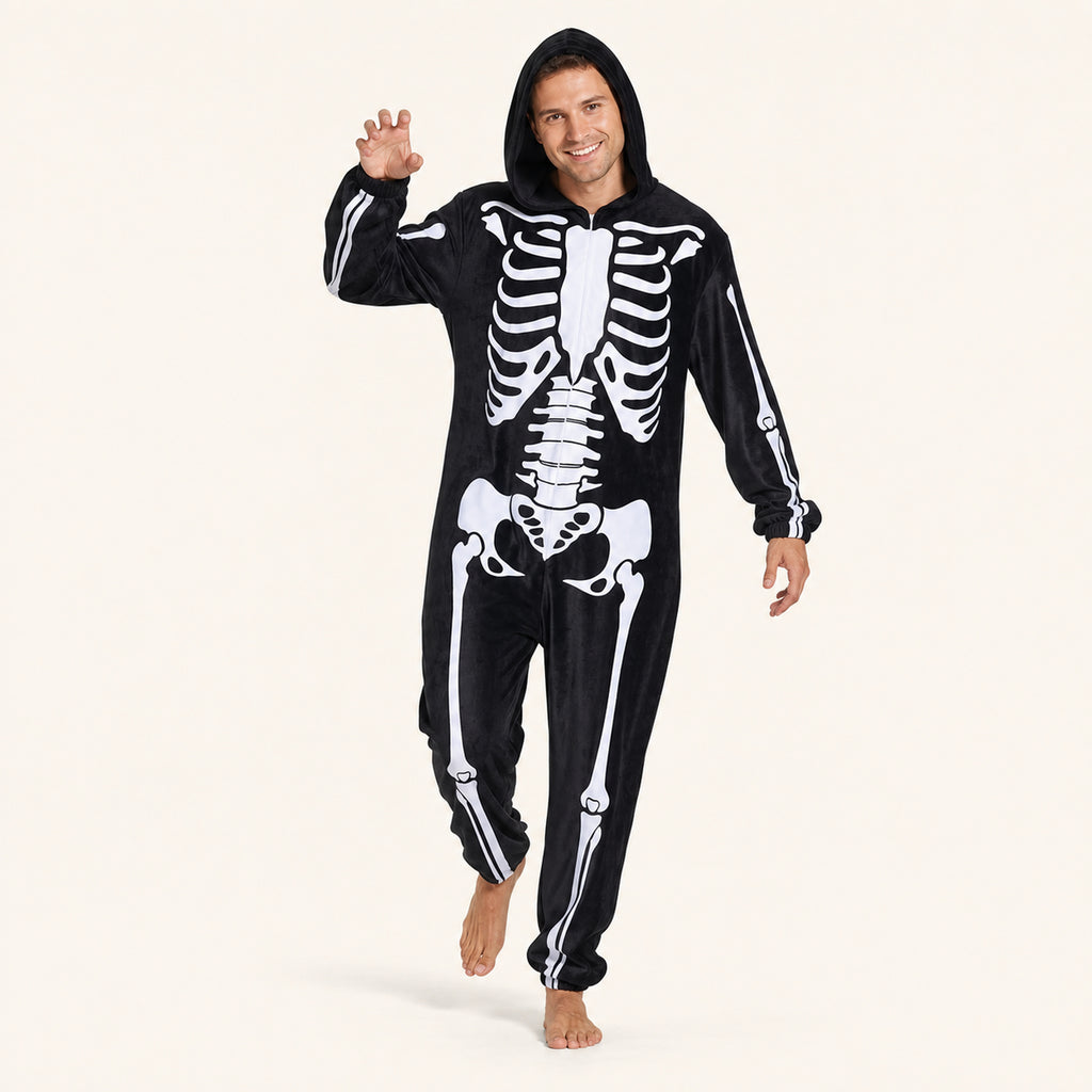 Leoxa black skeleton fleece onesie — 02 dynamic look