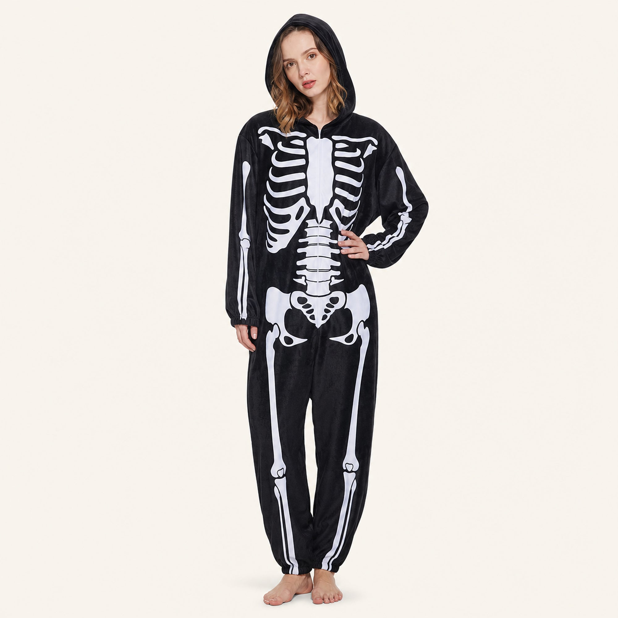 Leoxa black skeleton fleece onesie — 03 second look