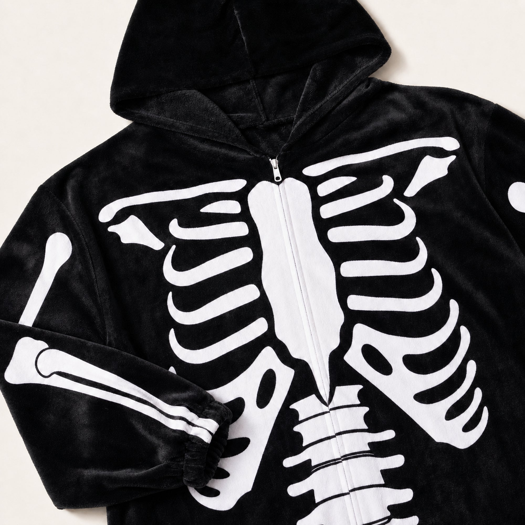 Leoxa black skeleton fleece onesie — 06 soft texture