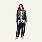 Leoxa black skeleton fleece onesie — 13 size adult woman