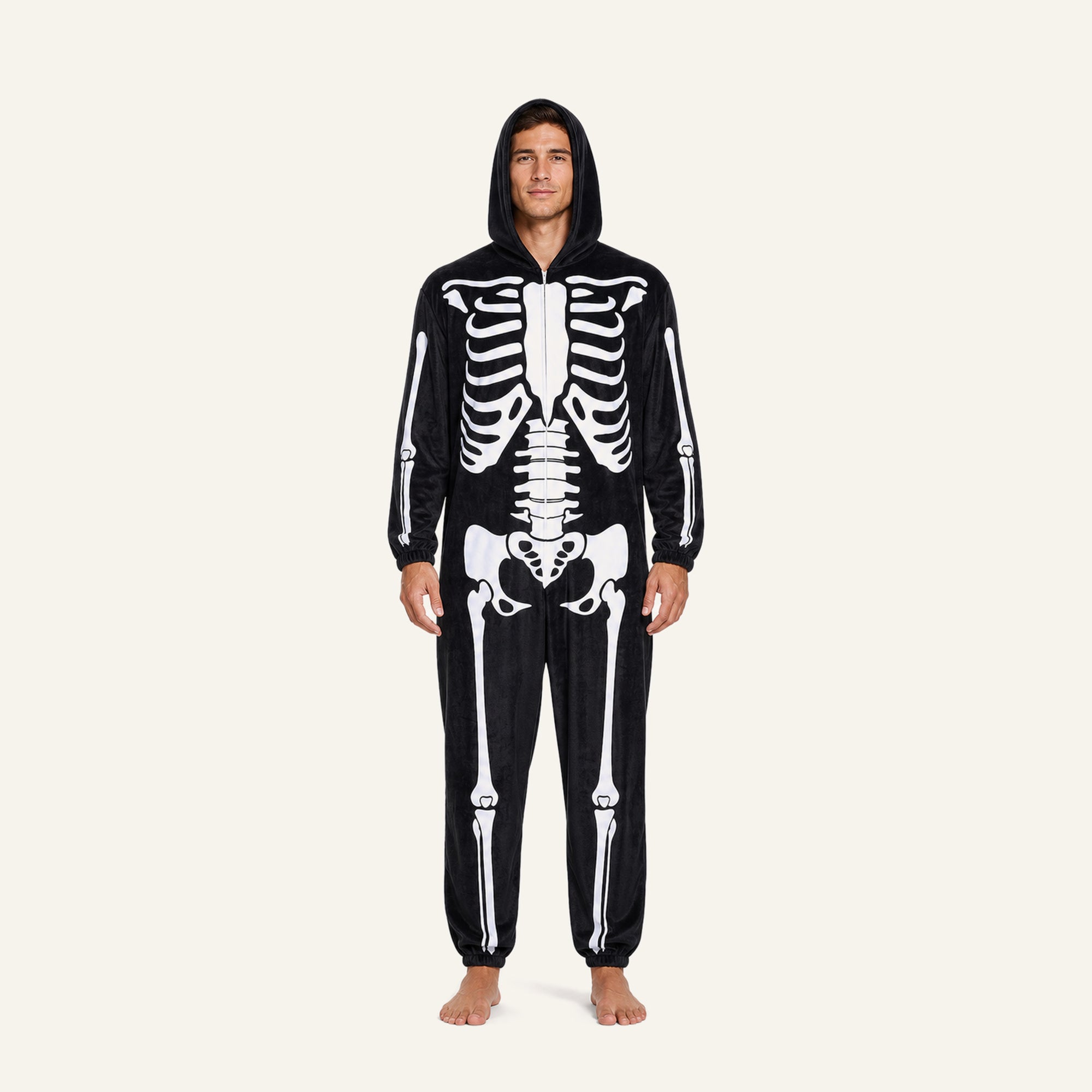 Leoxa black skeleton fleece onesie — 14 size adult man