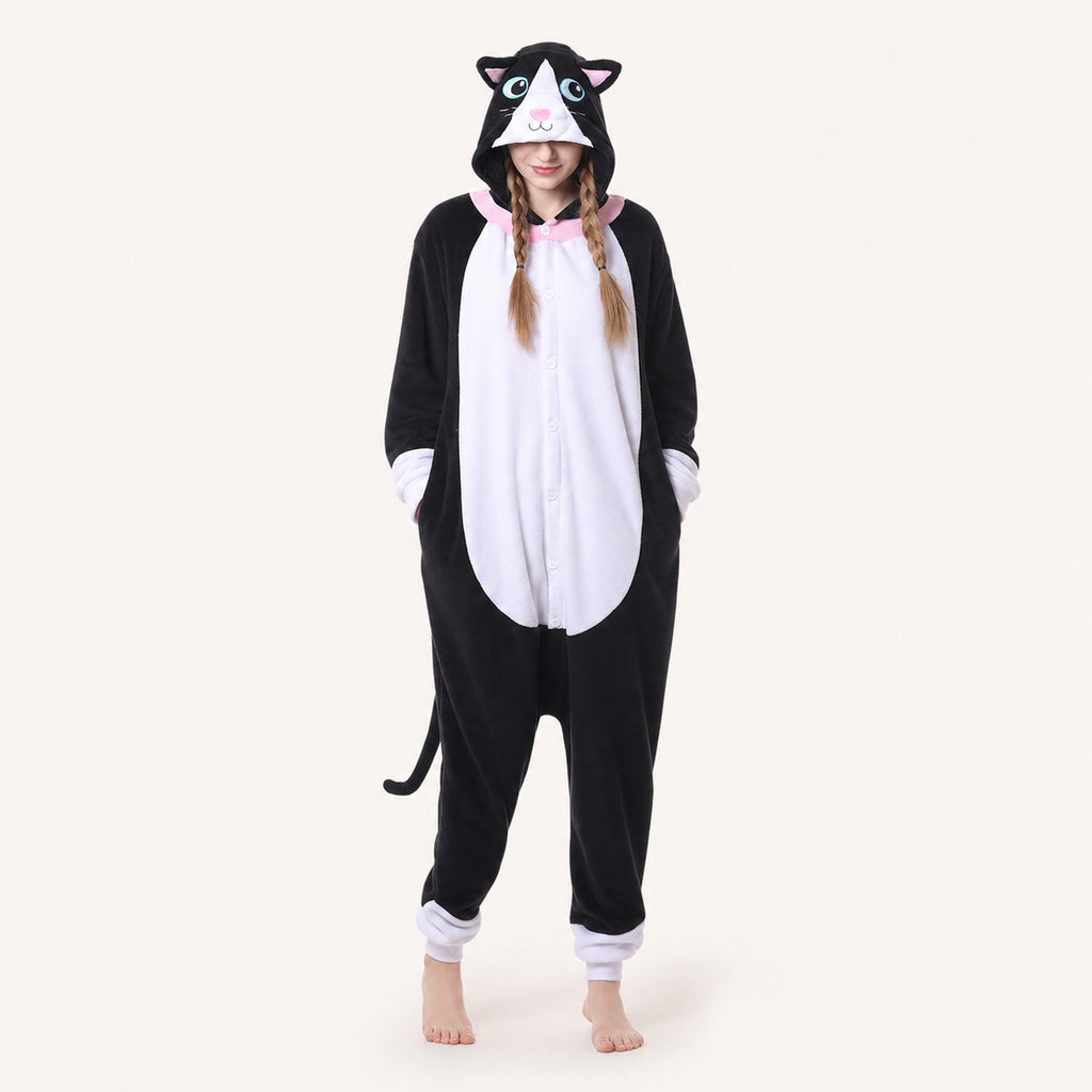Leoxa black and white cat kigurumi onesie — 03 second look