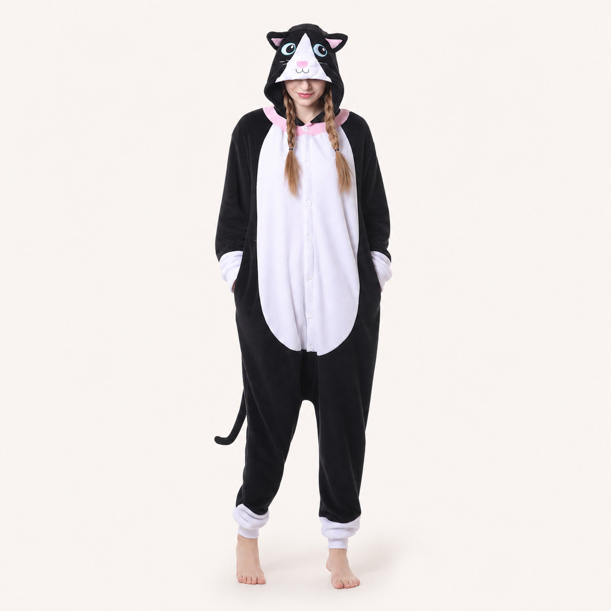 Leoxa black and white cat kigurumi onesie — 03 second look
