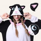 Leoxa black and white cat kigurumi onesie — 05 character detail