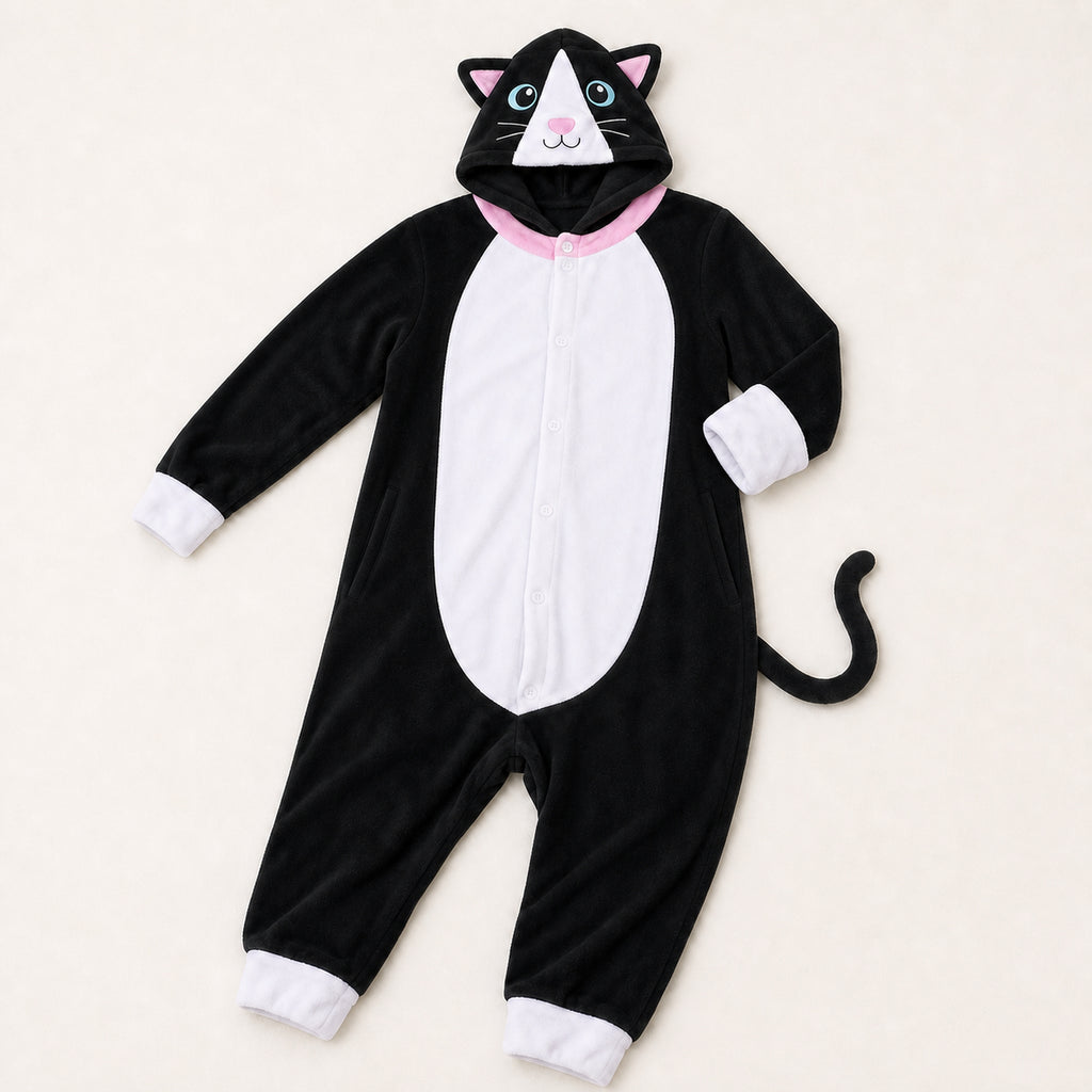 Leoxa black and white cat kigurumi onesie — 07 feature details