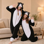 Leoxa black and white cat kigurumi onesie — 09 lifestyle