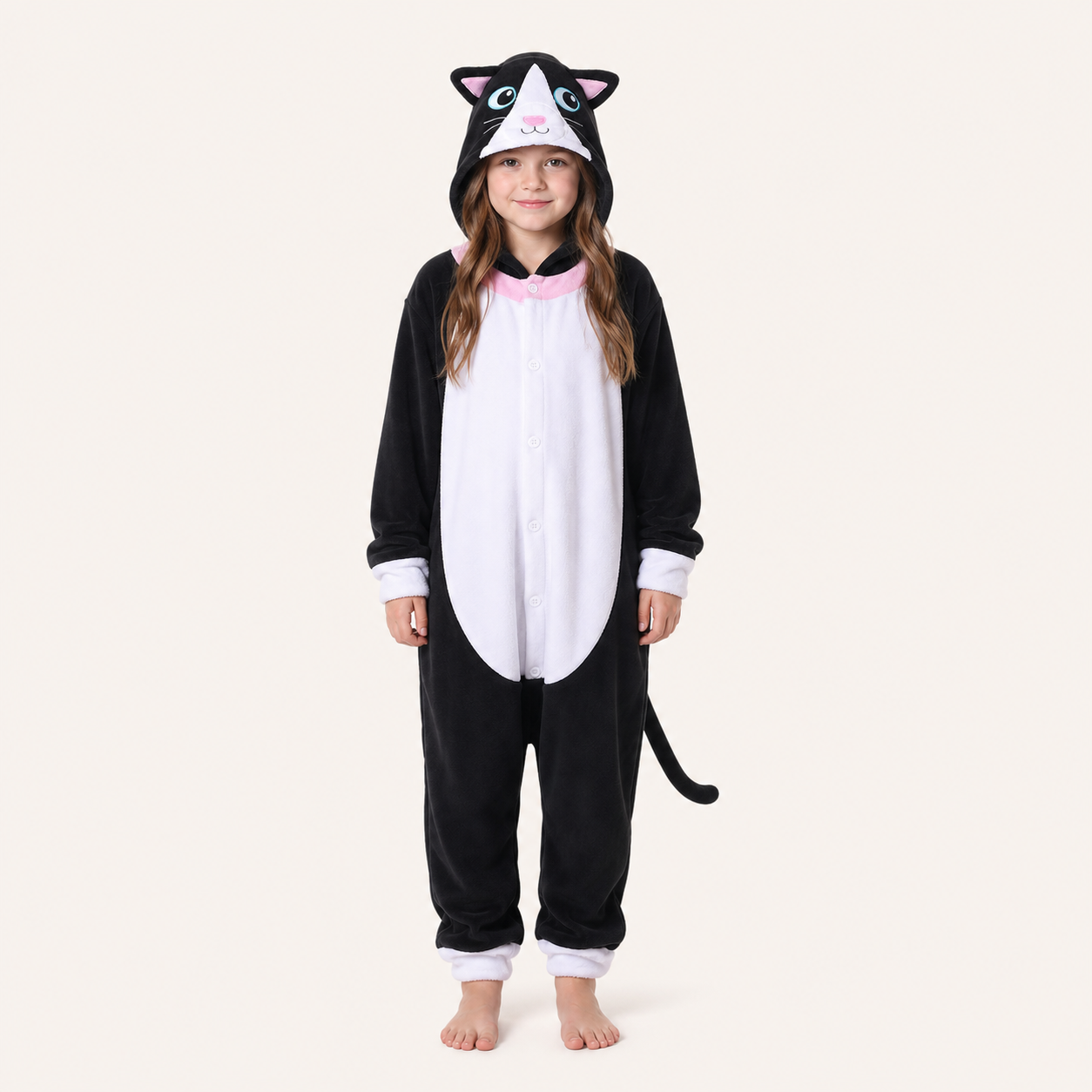 Leoxa black and white cat kigurumi onesie — 10 size S