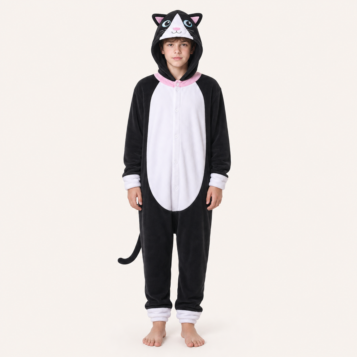 Leoxa black and white cat kigurumi onesie — 11 size M