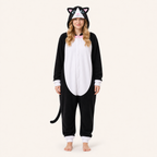 Leoxa black and white cat kigurumi onesie — 12 size L
