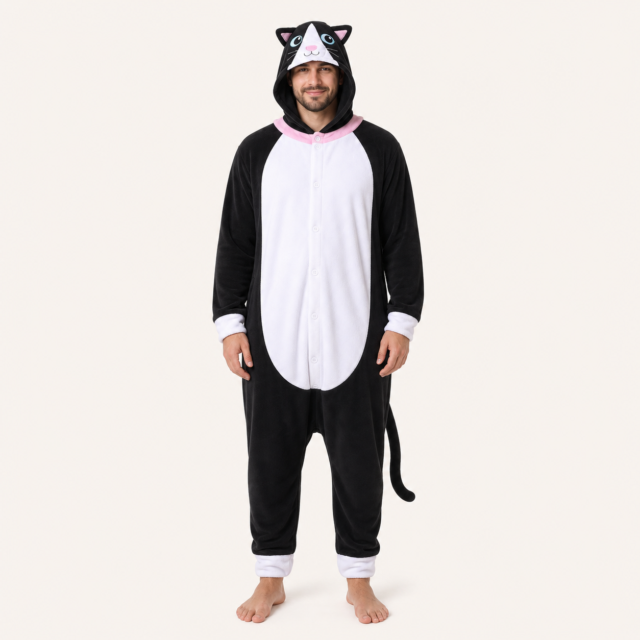 Leoxa black and white cat kigurumi onesie — 13 size XL