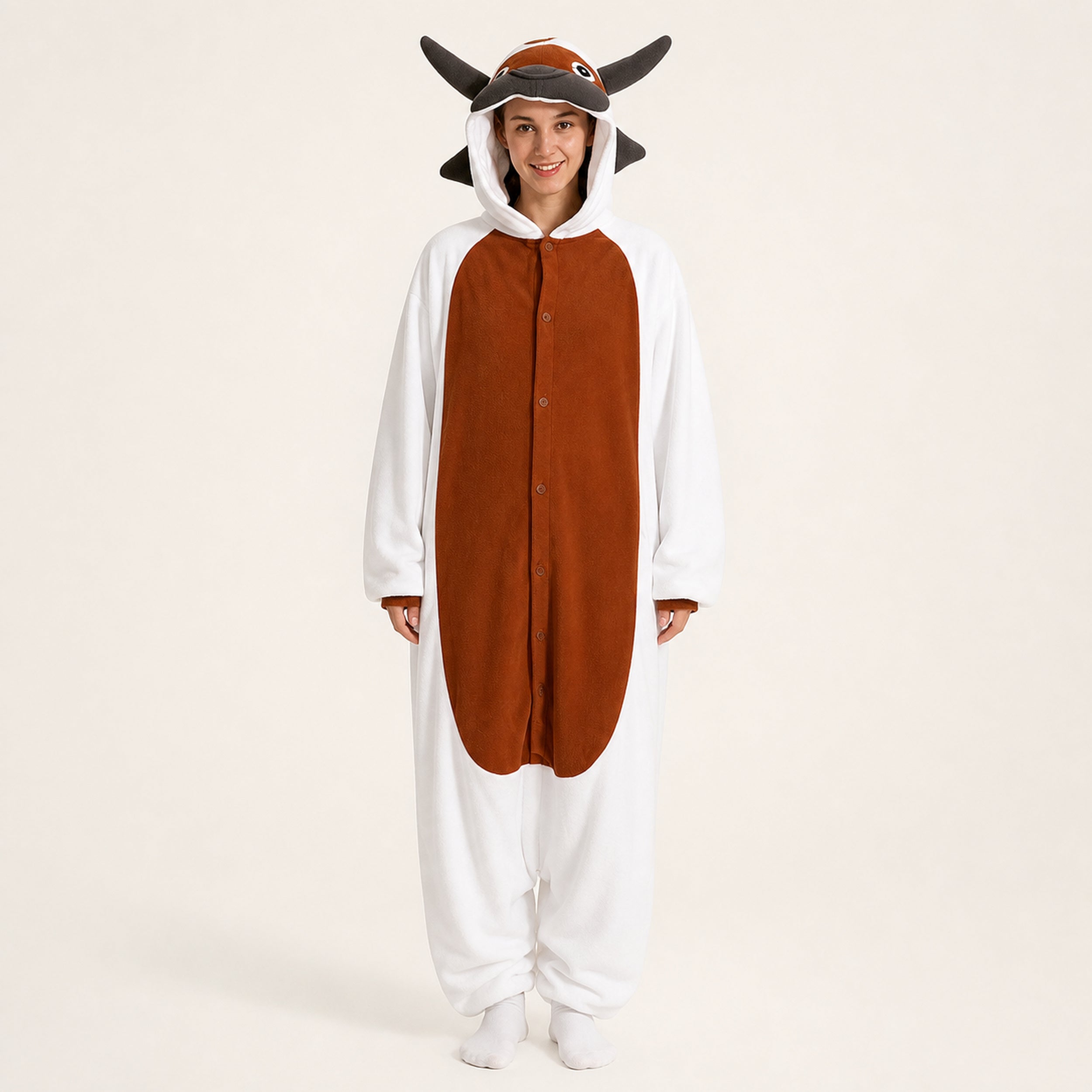 Brown Bull Kigurumi Onesie - front view