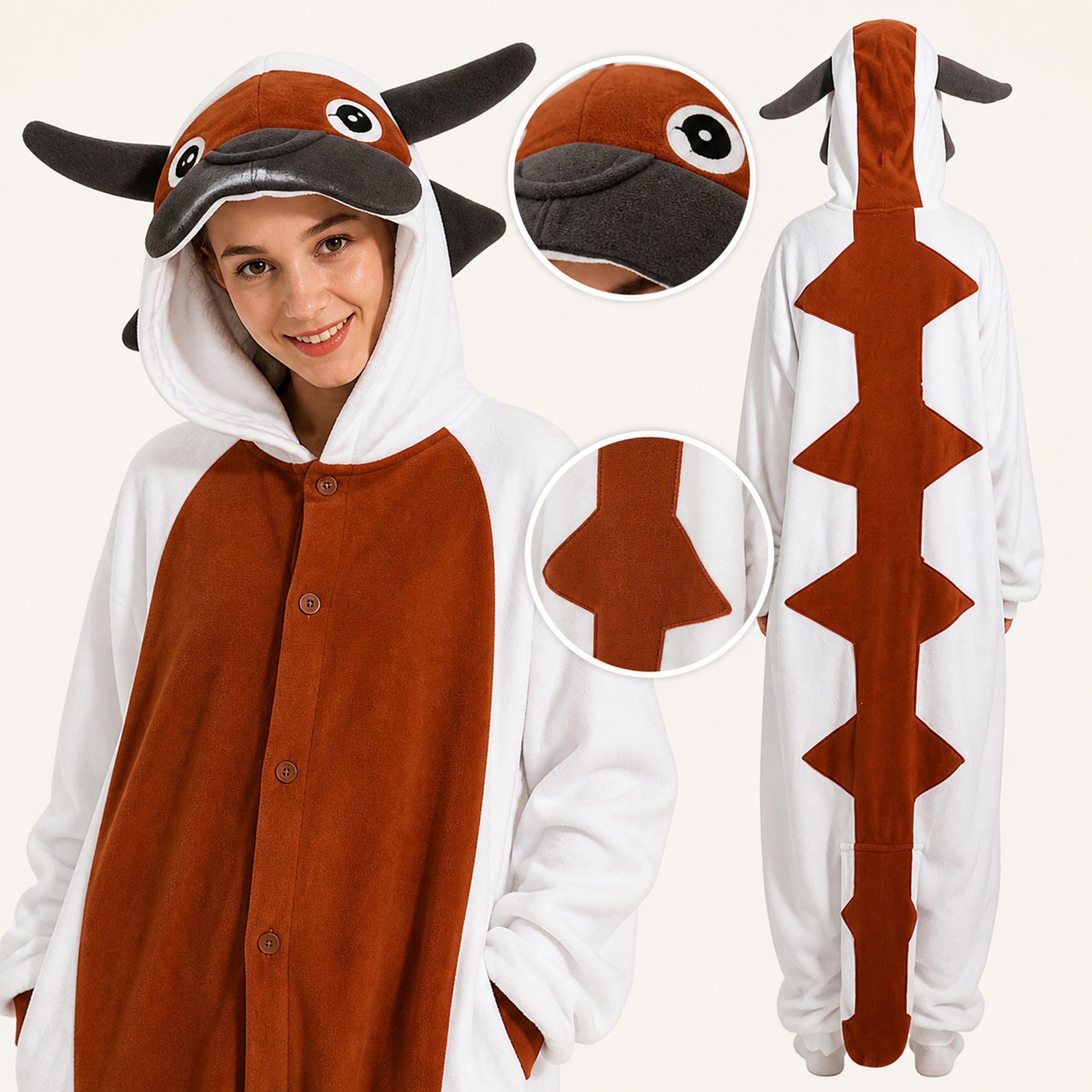 Brown Bull Kigurumi Onesie - character detail