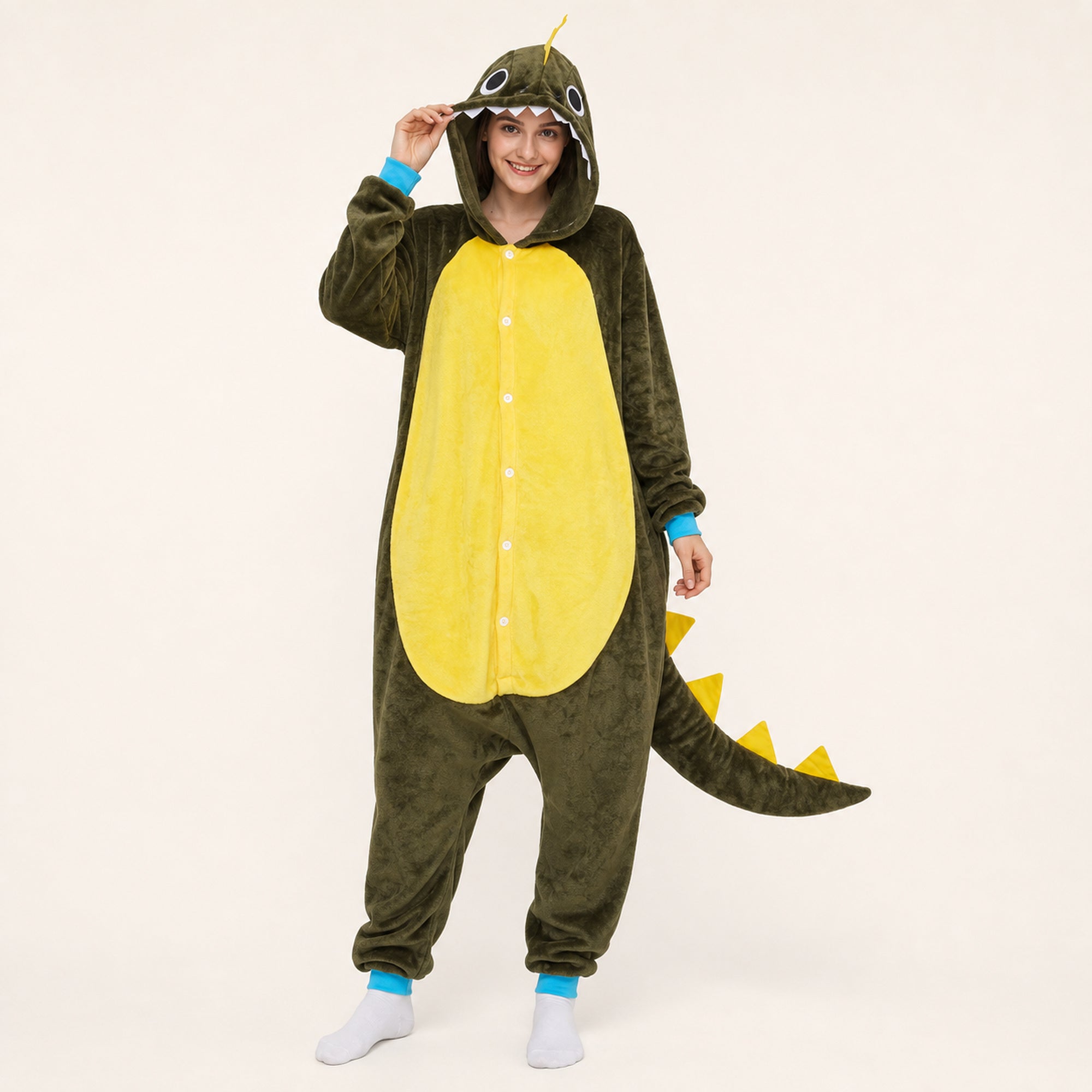 Leoxa brown dinosaur kigurumi onesie – 03 second look