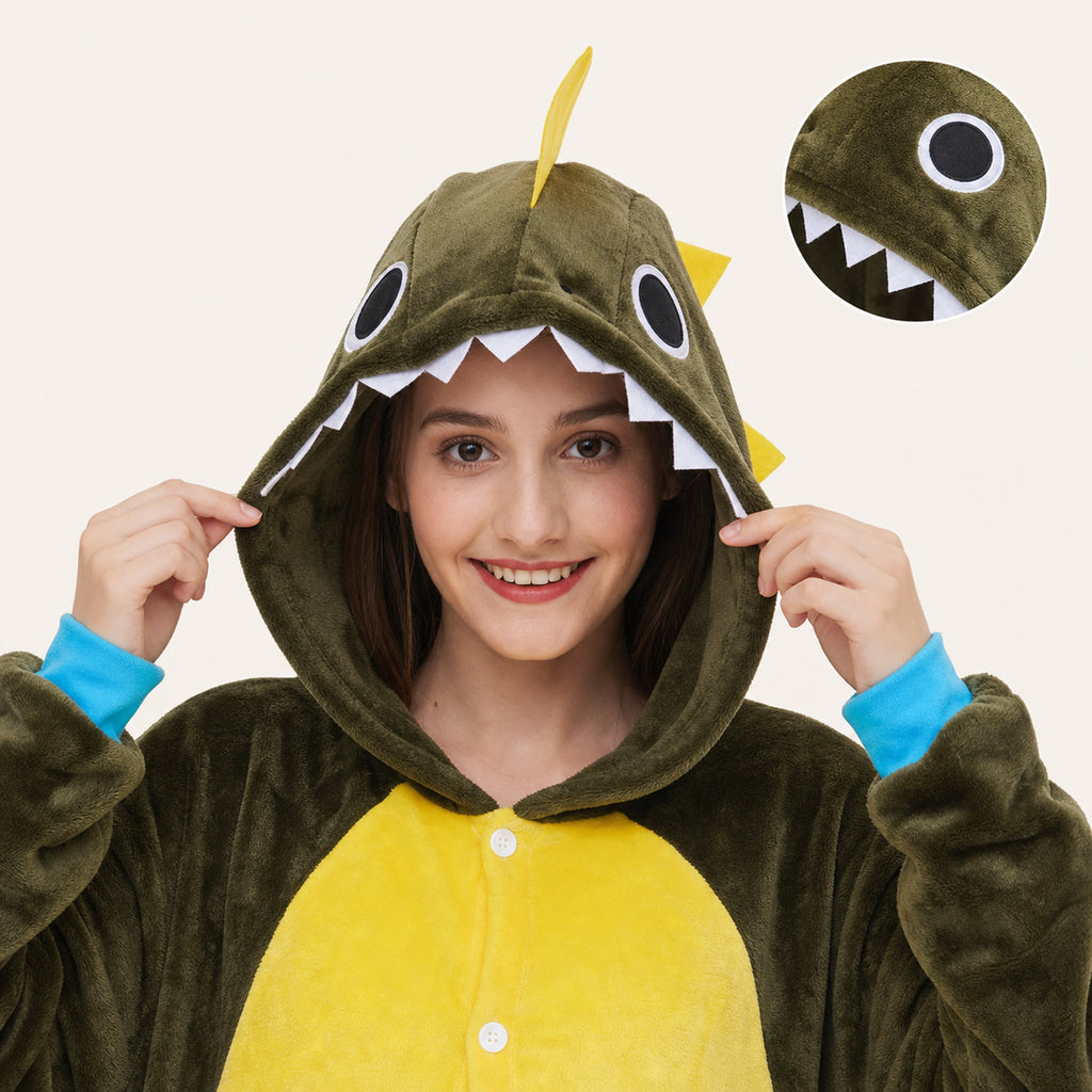 Leoxa brown dinosaur kigurumi onesie – 05 character detail