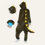 Leoxa brown dinosaur kigurumi onesie – 07 feature details
