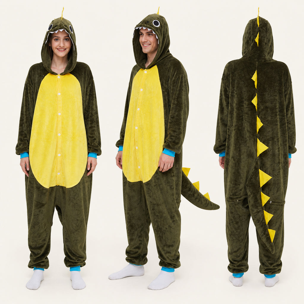 Leoxa brown dinosaur kigurumi onesie – 10 color lineup