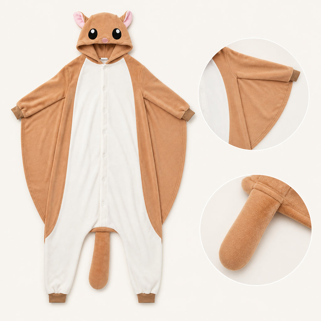Brown Flying Squirrel Kigurumi Onesie character detail