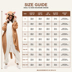 Brown Flying Squirrel Kigurumi Onesie size guide