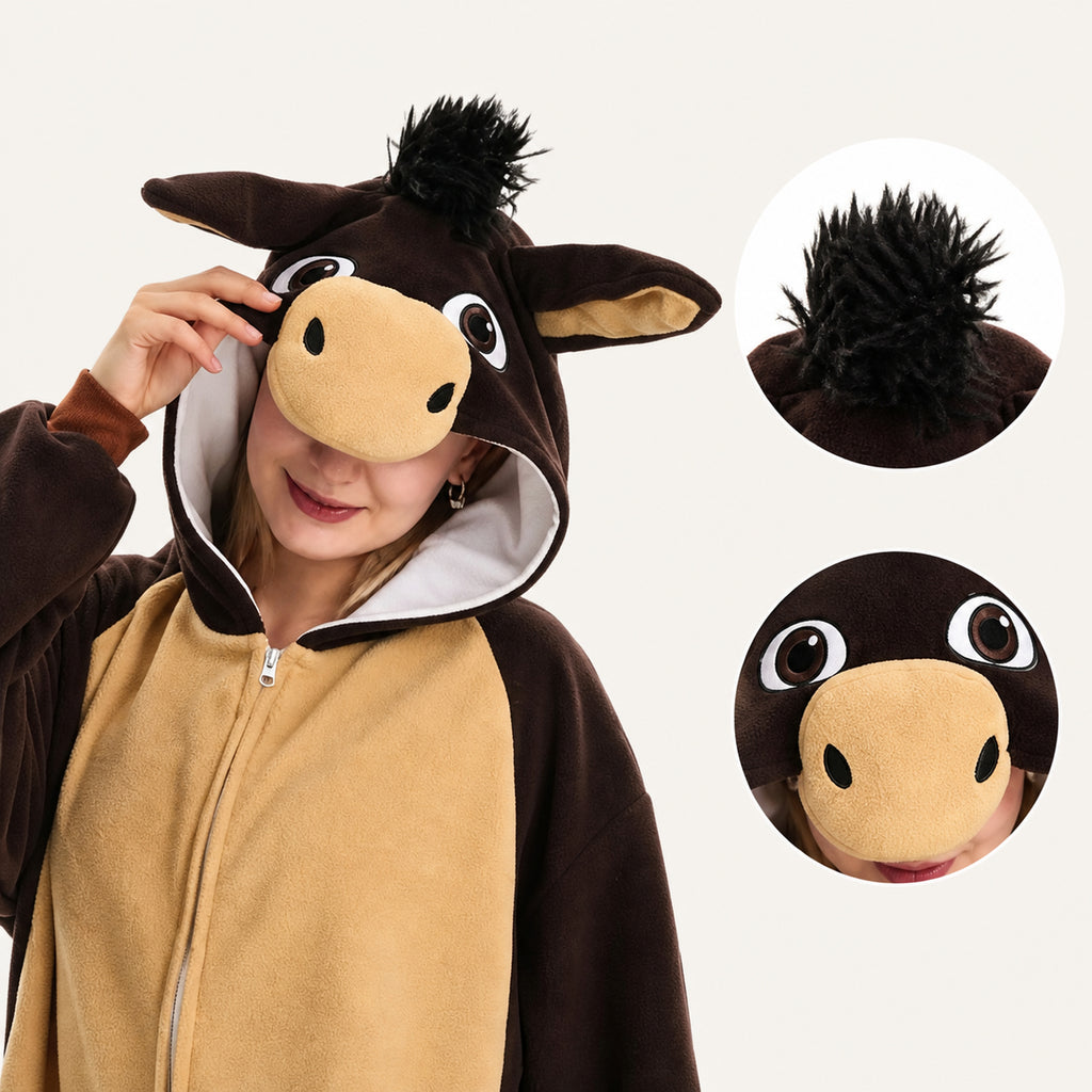 Brown Horse Kigurumi Onesie - character detail