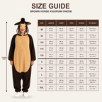 Brown Horse Kigurumi Onesie - size guide
