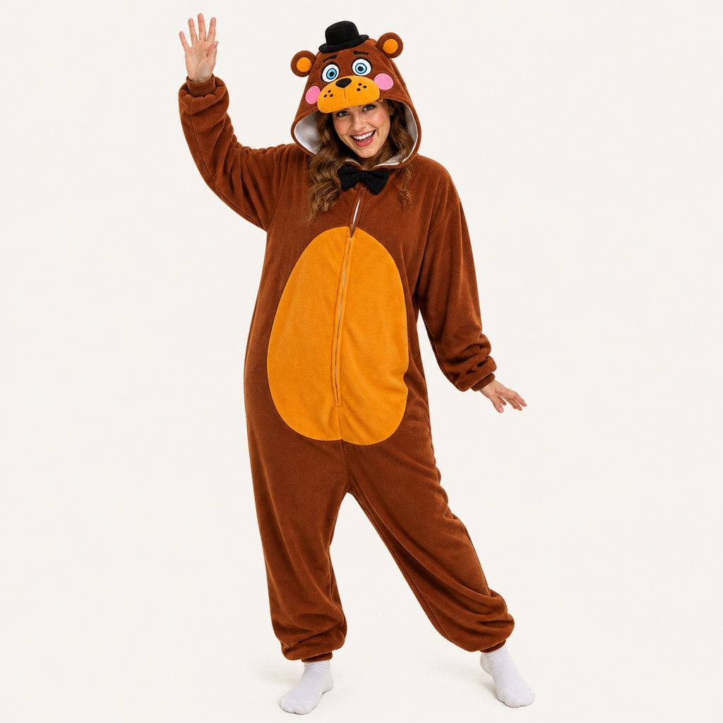 Brown Top Hat Bear Kigurumi Onesie dynamic look