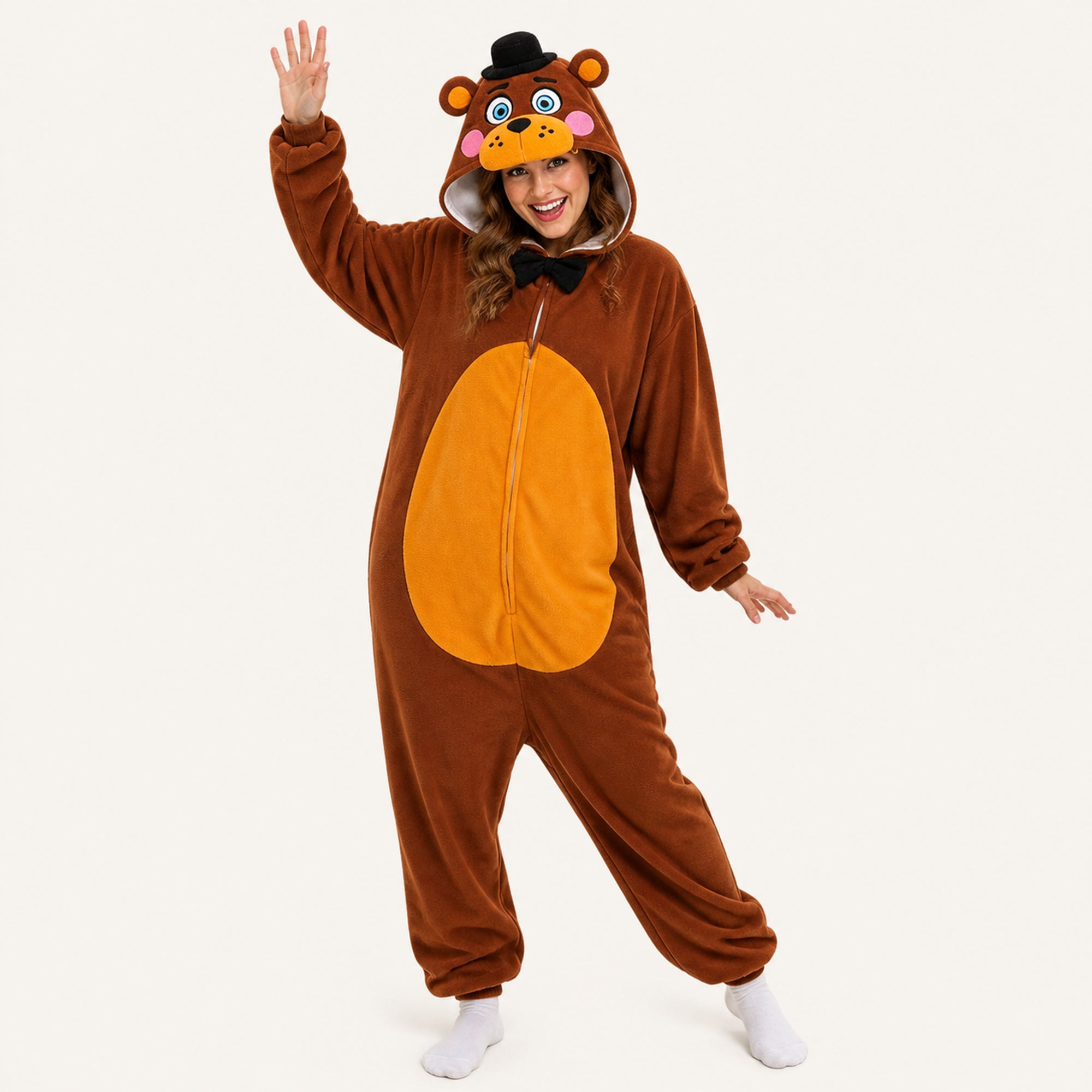 Brown Top Hat Bear Kigurumi Onesie dynamic look