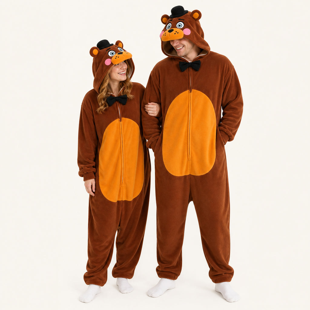 Brown Top Hat Bear Kigurumi Onesie matching colors