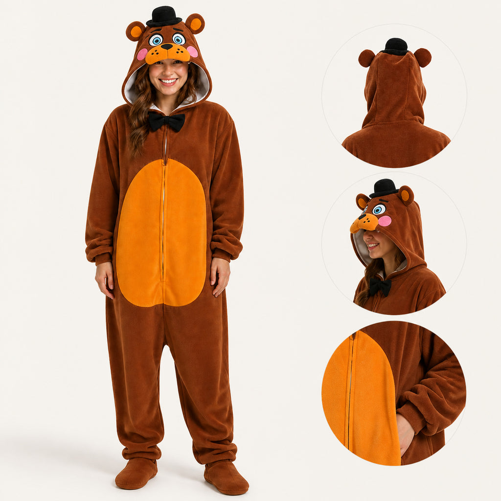 Brown Top Hat Bear Kigurumi Onesie product overview