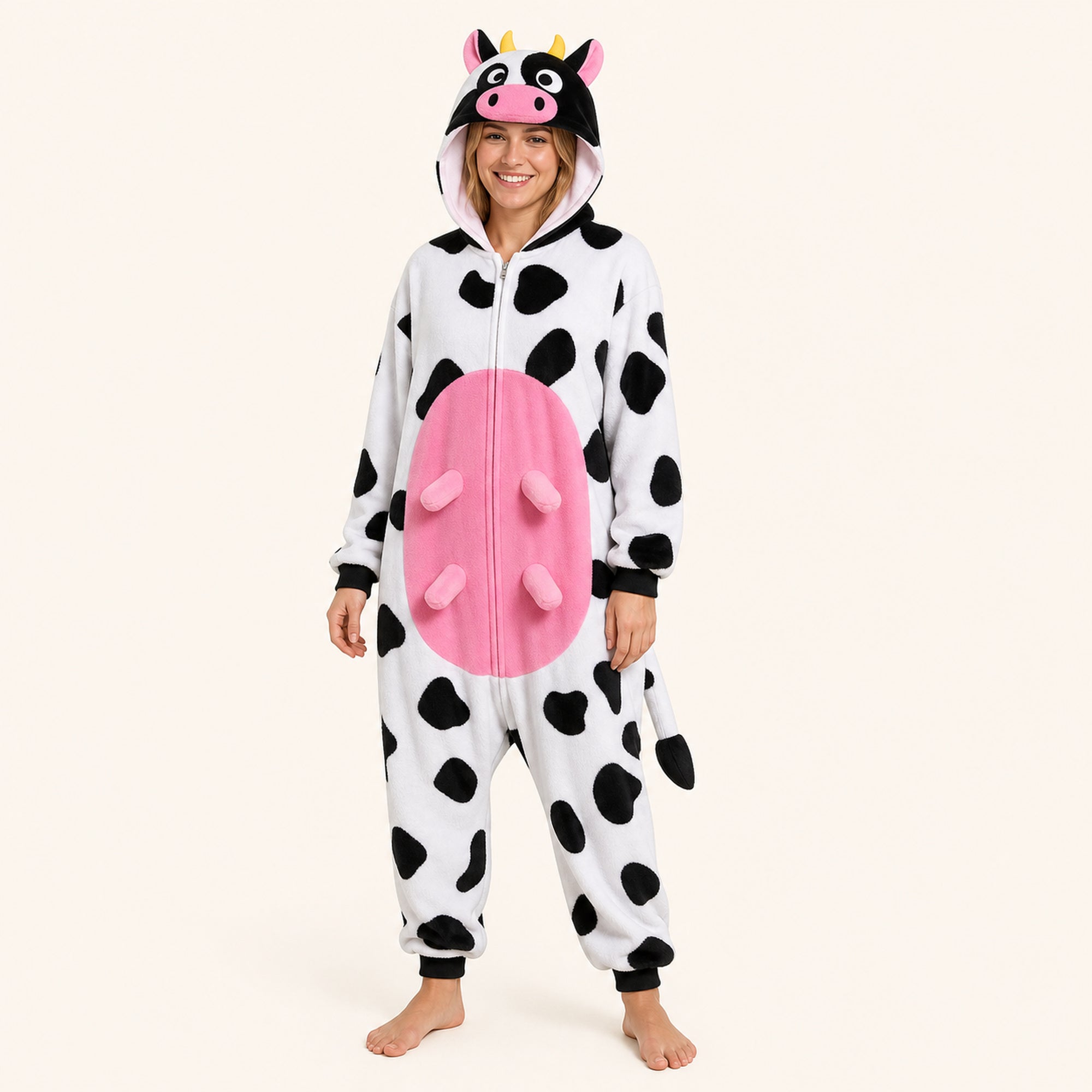 Leoxa colorful cow fleece onesie — 01 hero