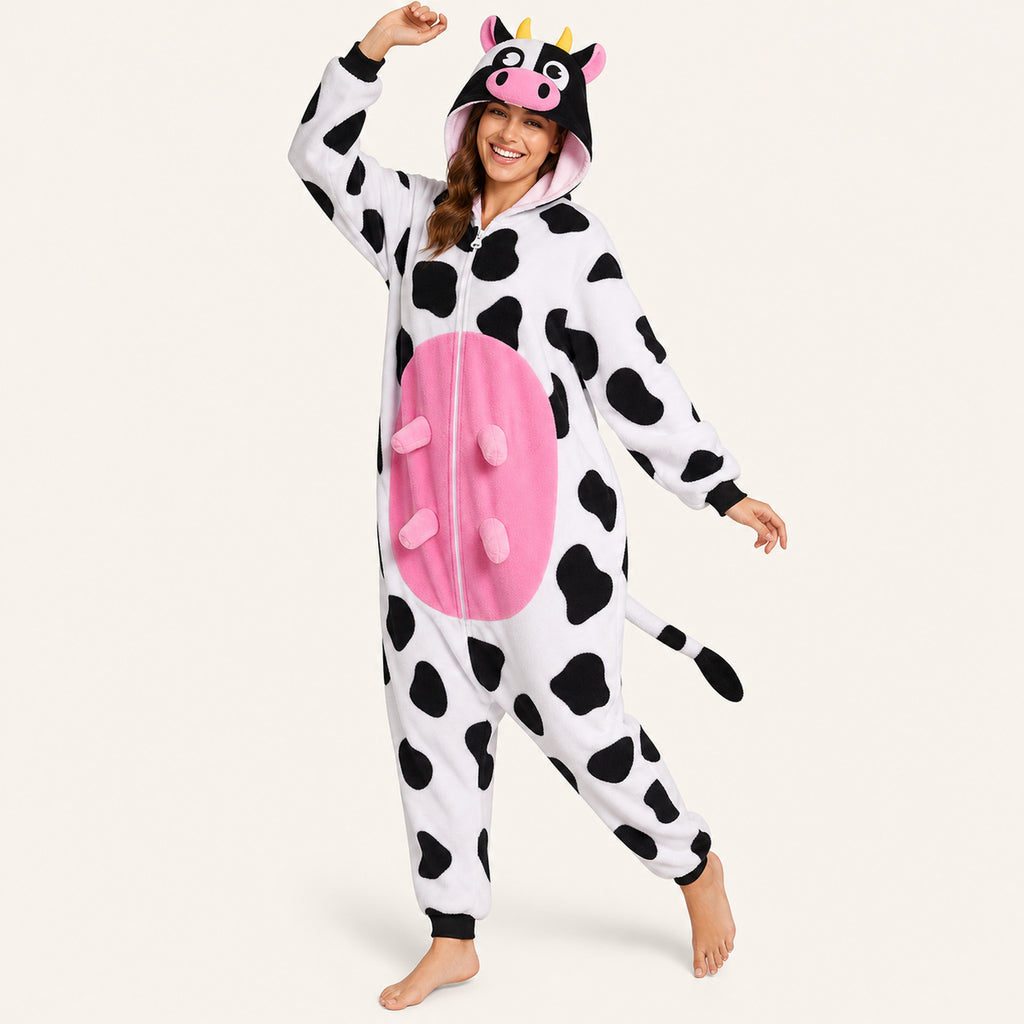Leoxa colorful cow fleece onesie — 02 dynamic look