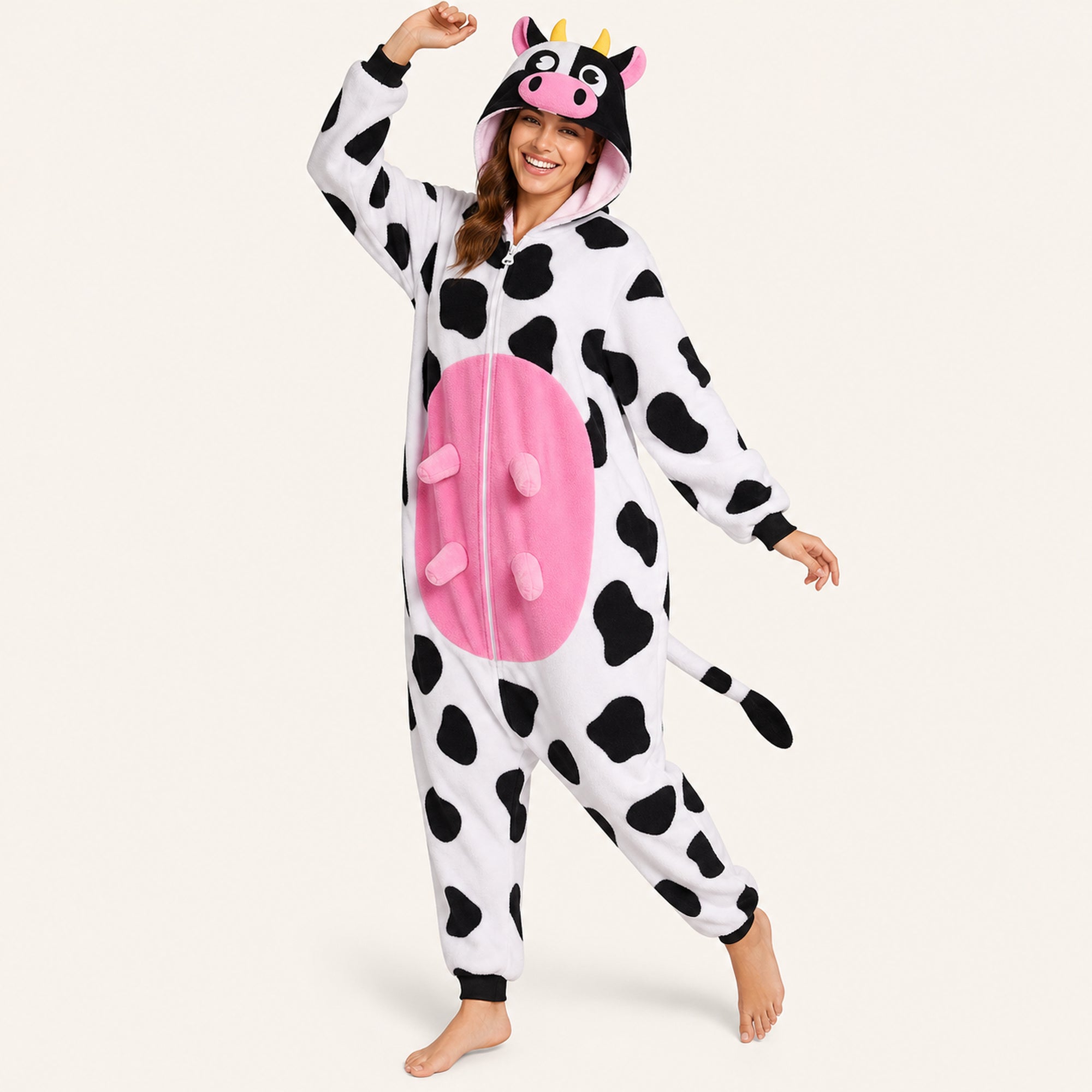 Leoxa colorful cow fleece onesie — 02 dynamic look