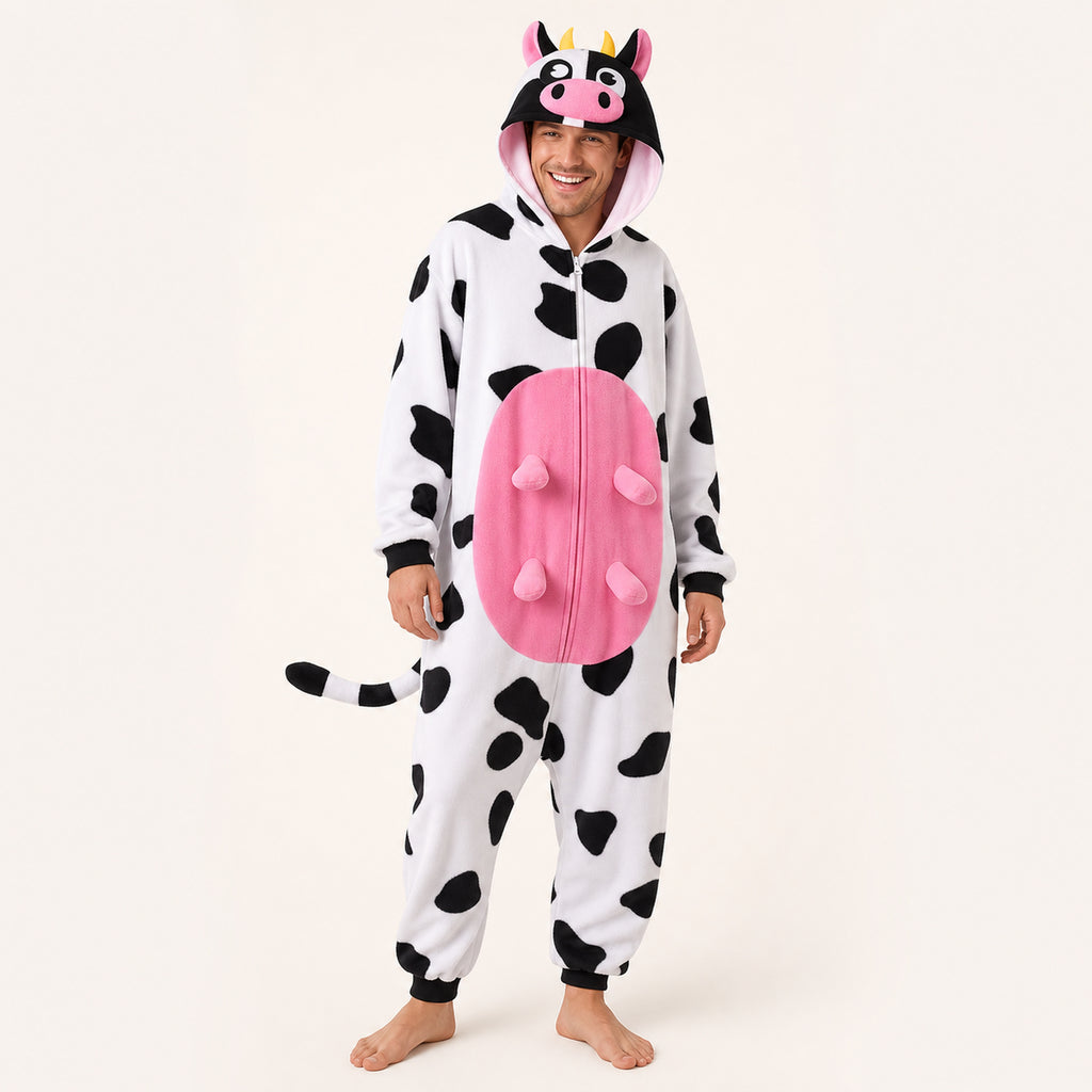 Leoxa colorful cow fleece onesie — 03 second look