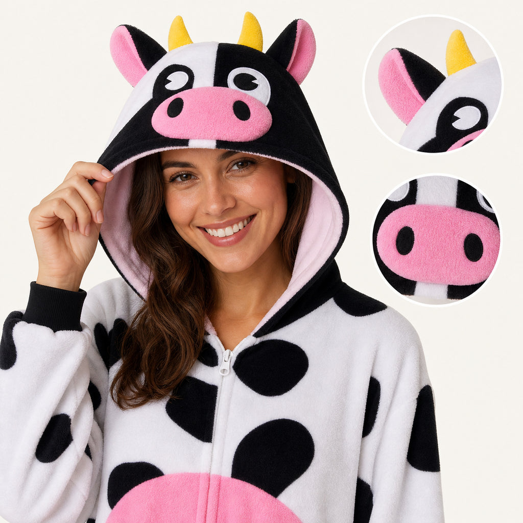 Leoxa colorful cow fleece onesie — 05 character detail
