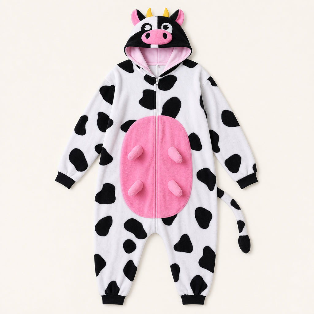 Leoxa colorful cow fleece onesie — 07 feature details