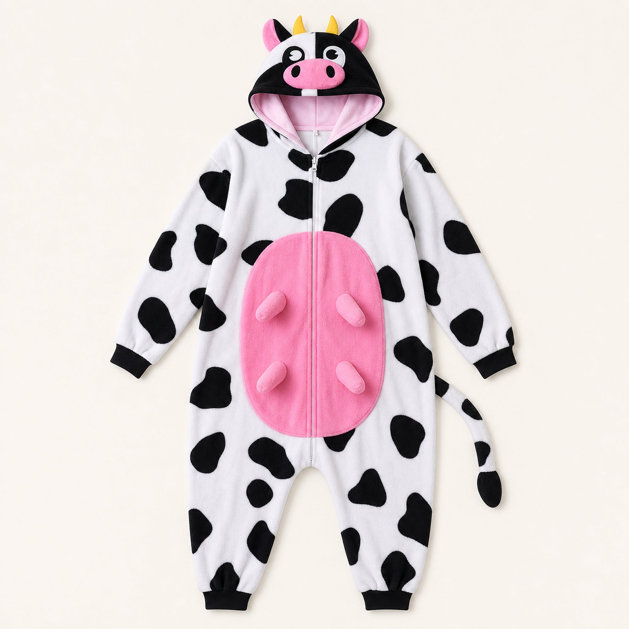 Leoxa colorful cow fleece onesie — 07 feature details