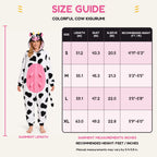 Leoxa colorful cow fleece onesie — 08 fit reference