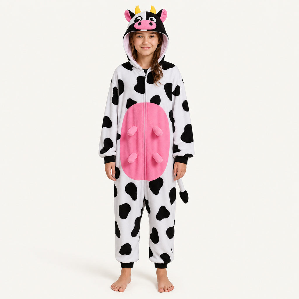 Leoxa colorful cow fleece onesie — 11 size S girl 150 160cm
