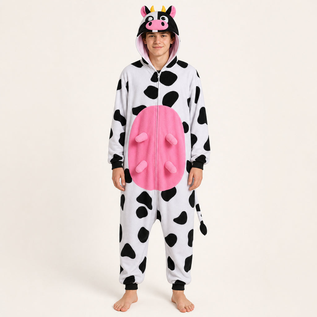 Leoxa colorful cow fleece onesie — 12 size M boy 161 164cm