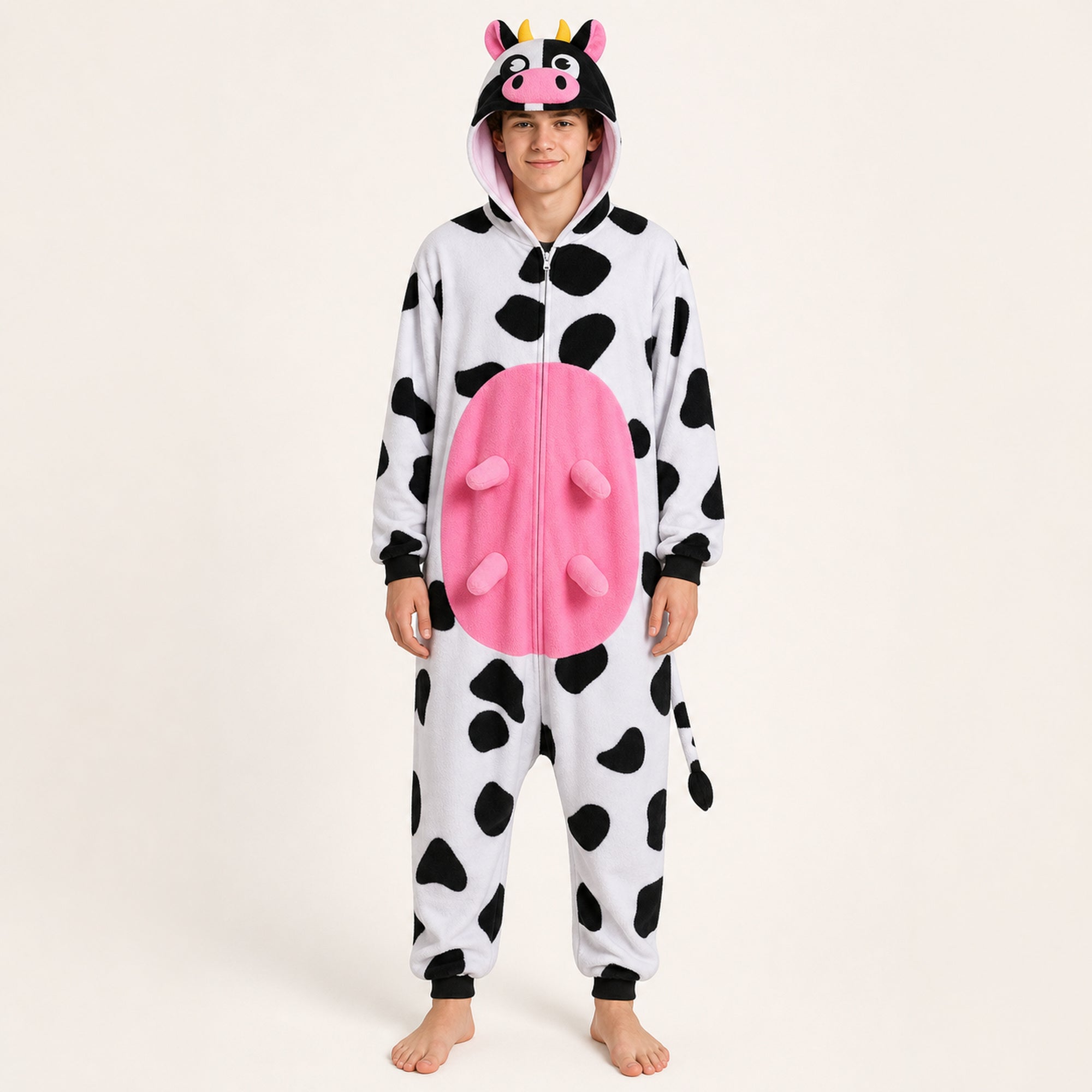 Leoxa colorful cow fleece onesie — 12 size M boy 161 164cm