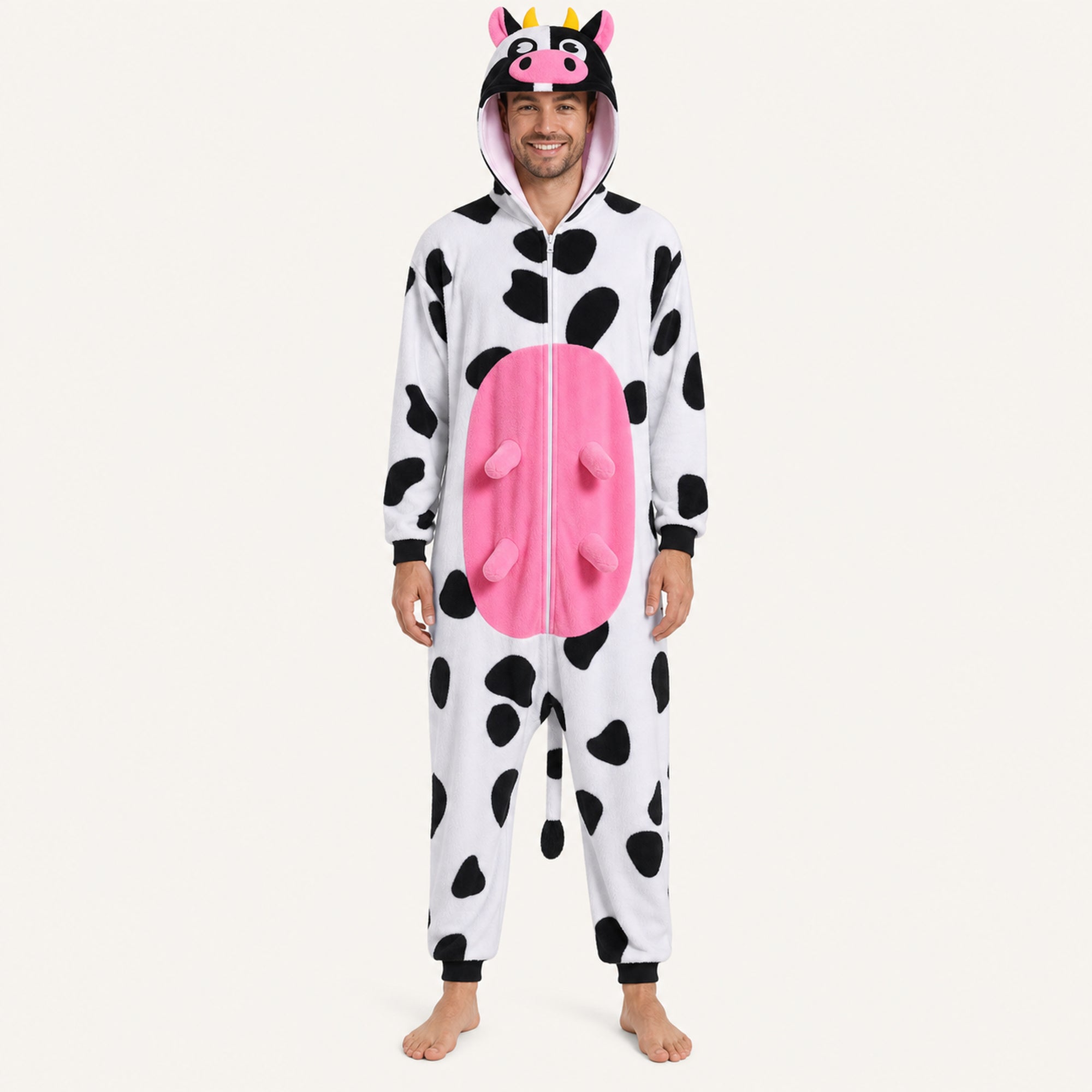 Leoxa colorful cow fleece onesie — 14 size XL man 174 183cm