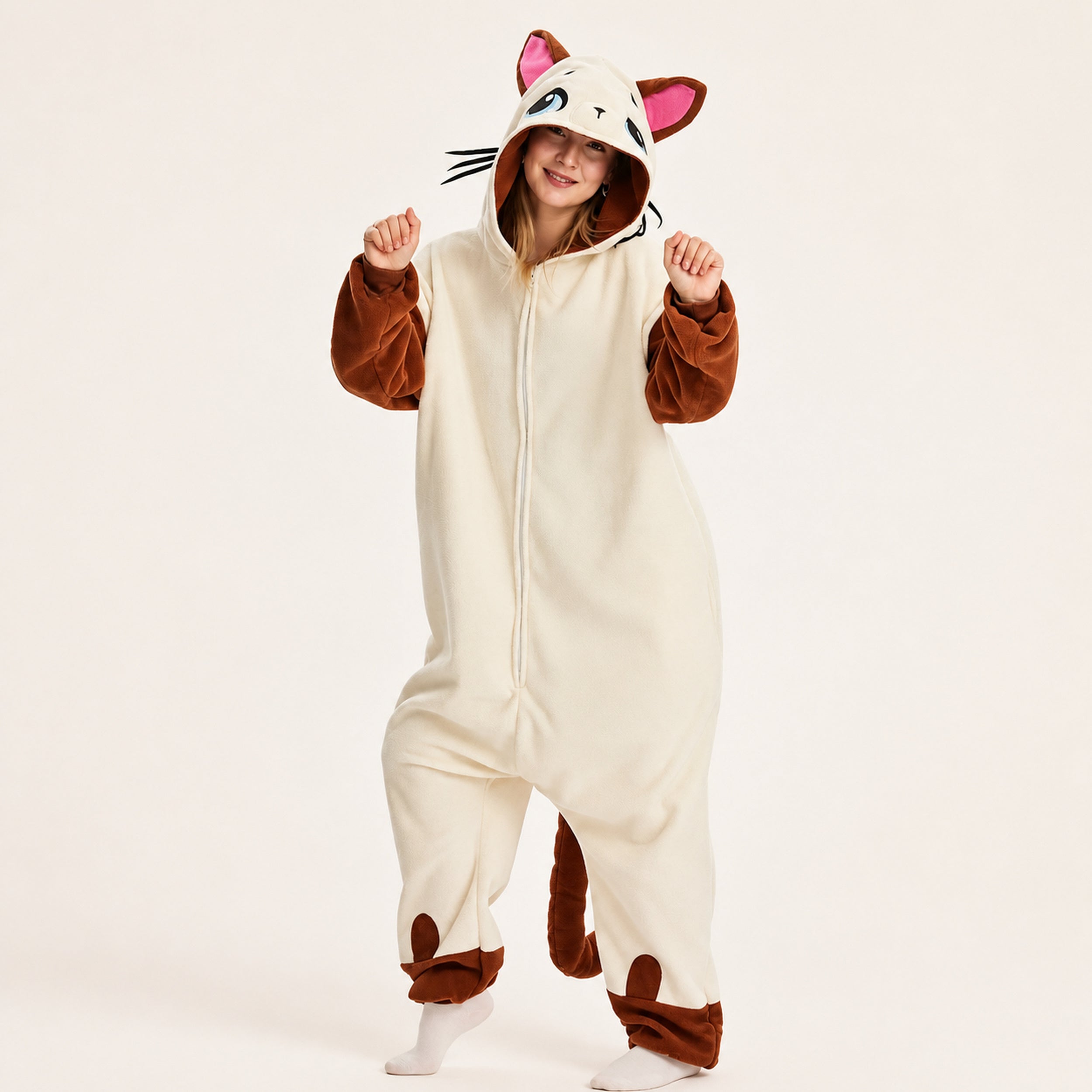 Cream Cat Kigurumi Onesie - hero