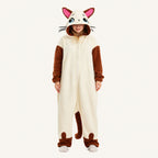 Cream Cat Kigurumi Onesie - front view