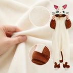 Cream Cat Kigurumi Onesie - fabric detail