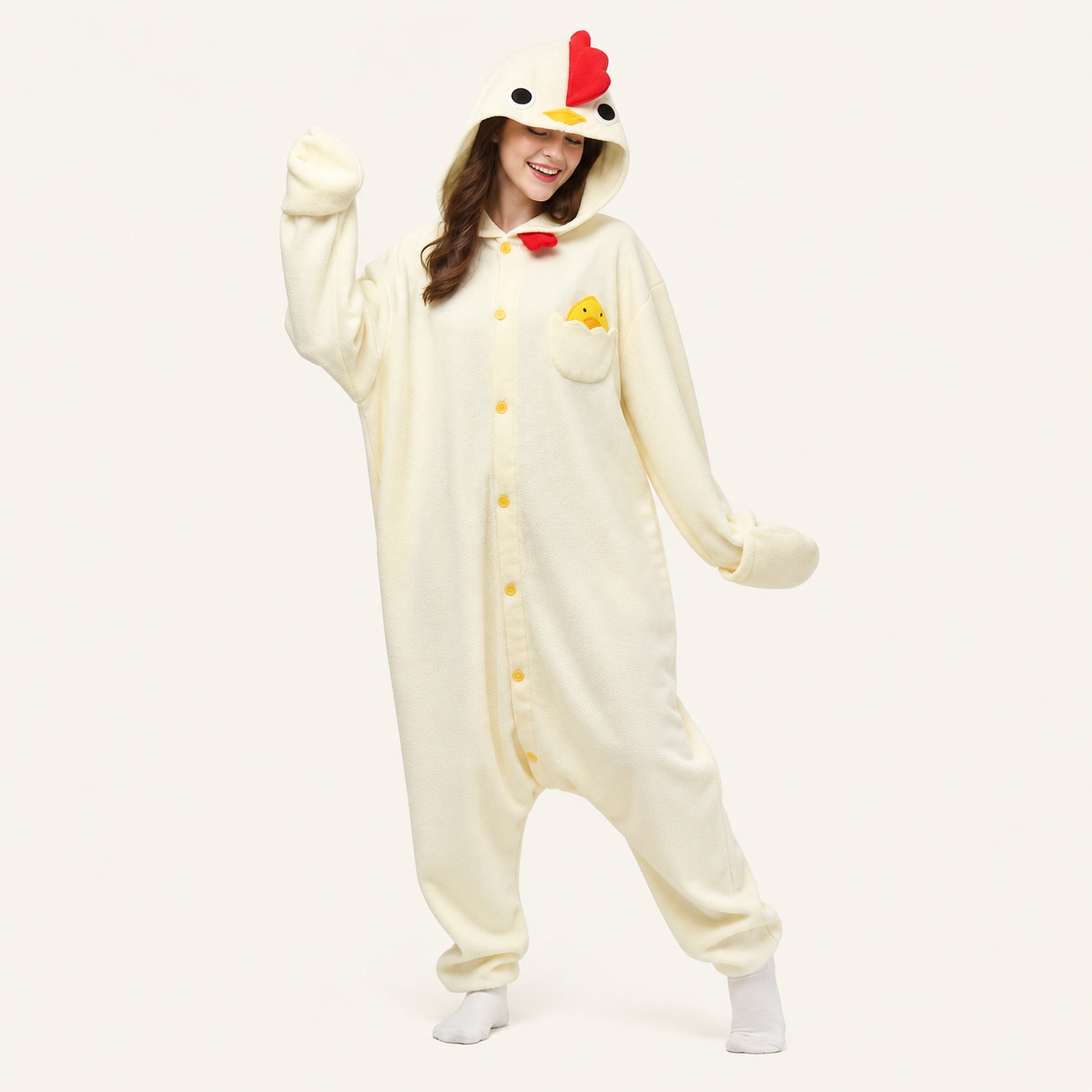 Cream Chicken Kigurumi Onesie - hero