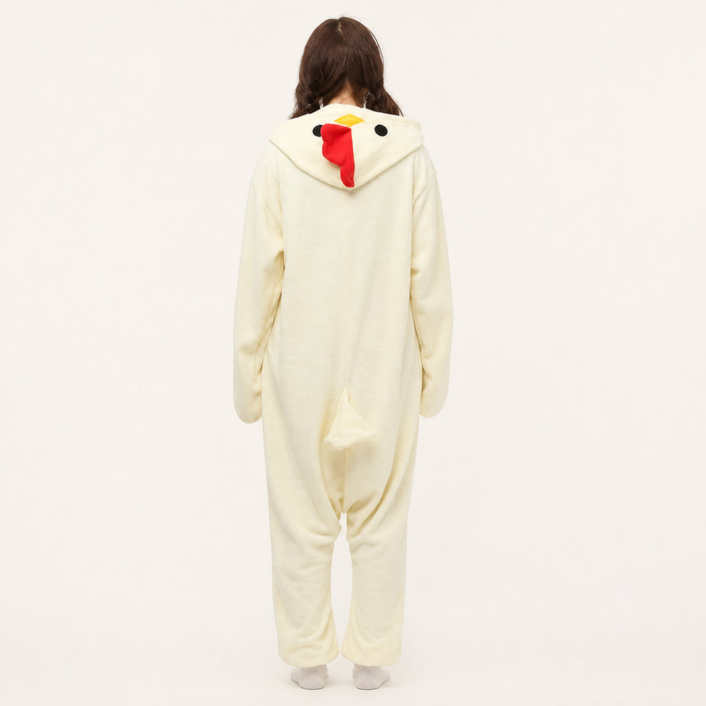 Cream Chicken Kigurumi Onesie - dynamic look