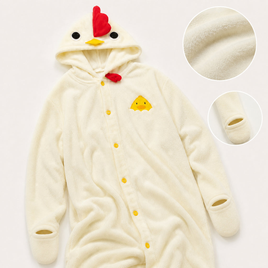 Cream Chicken Kigurumi Onesie - soft texture