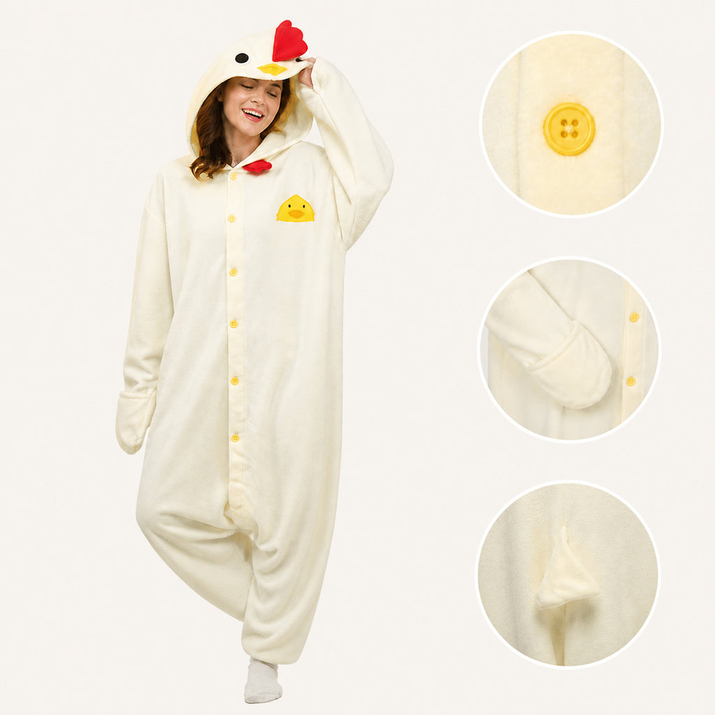 Cream Chicken Kigurumi Onesie - feature details