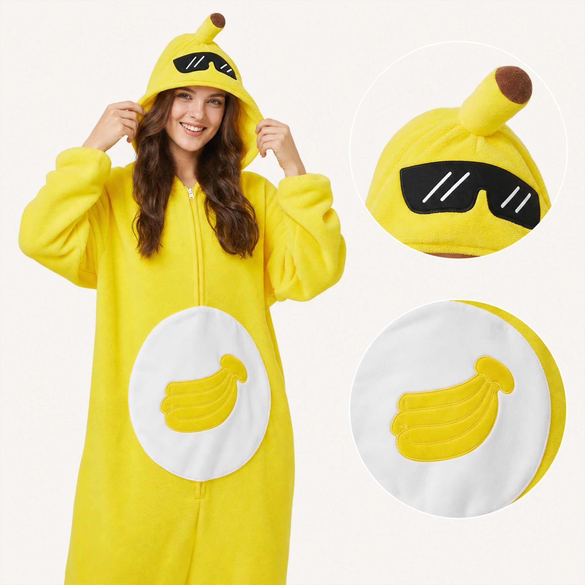Fruit character kigurumi yellow feature details
